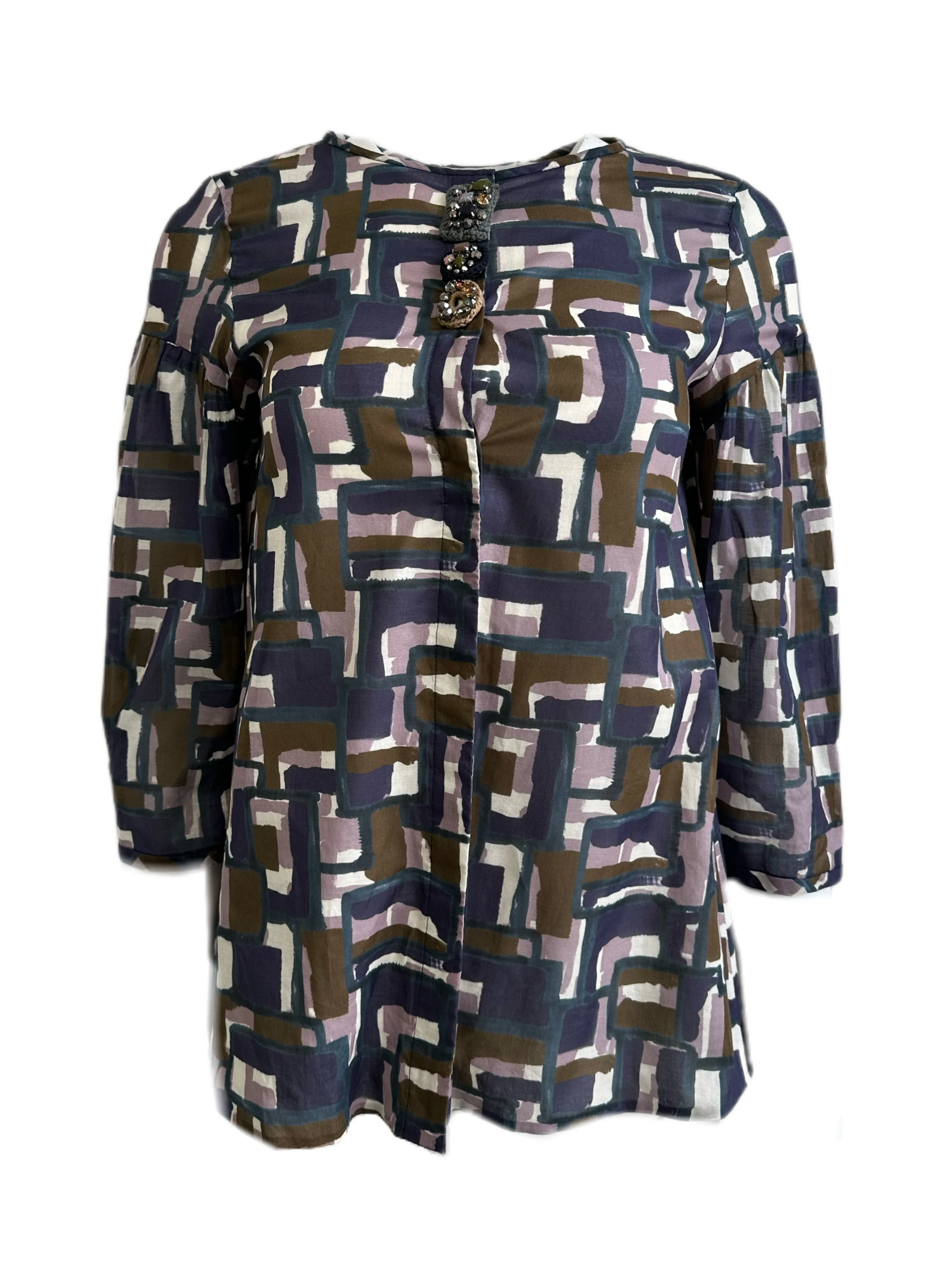 Max Mara Women's Multicolor Poloma Button Down Shirt Size 2 NWT