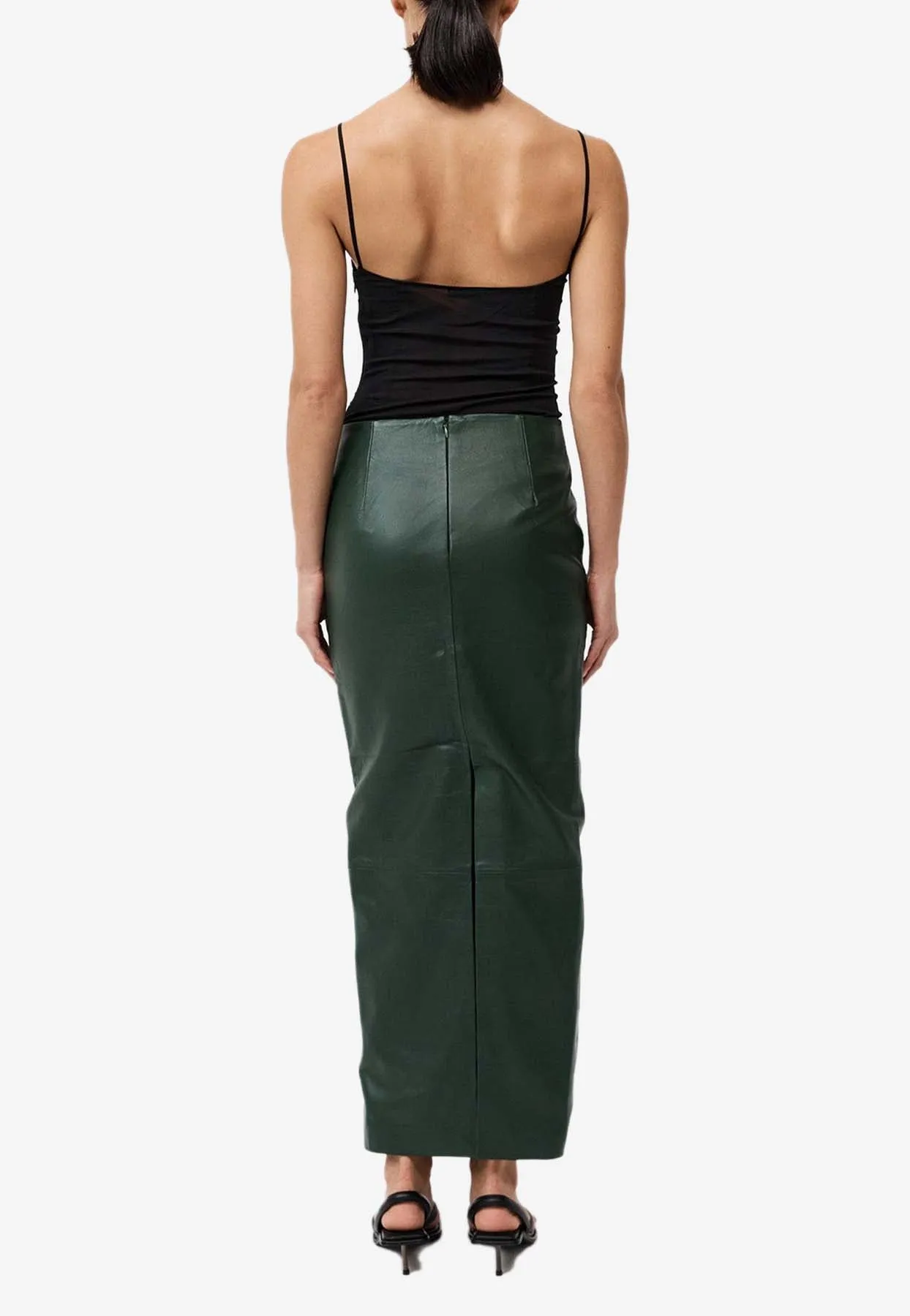 Maxi Column Leather Skirt