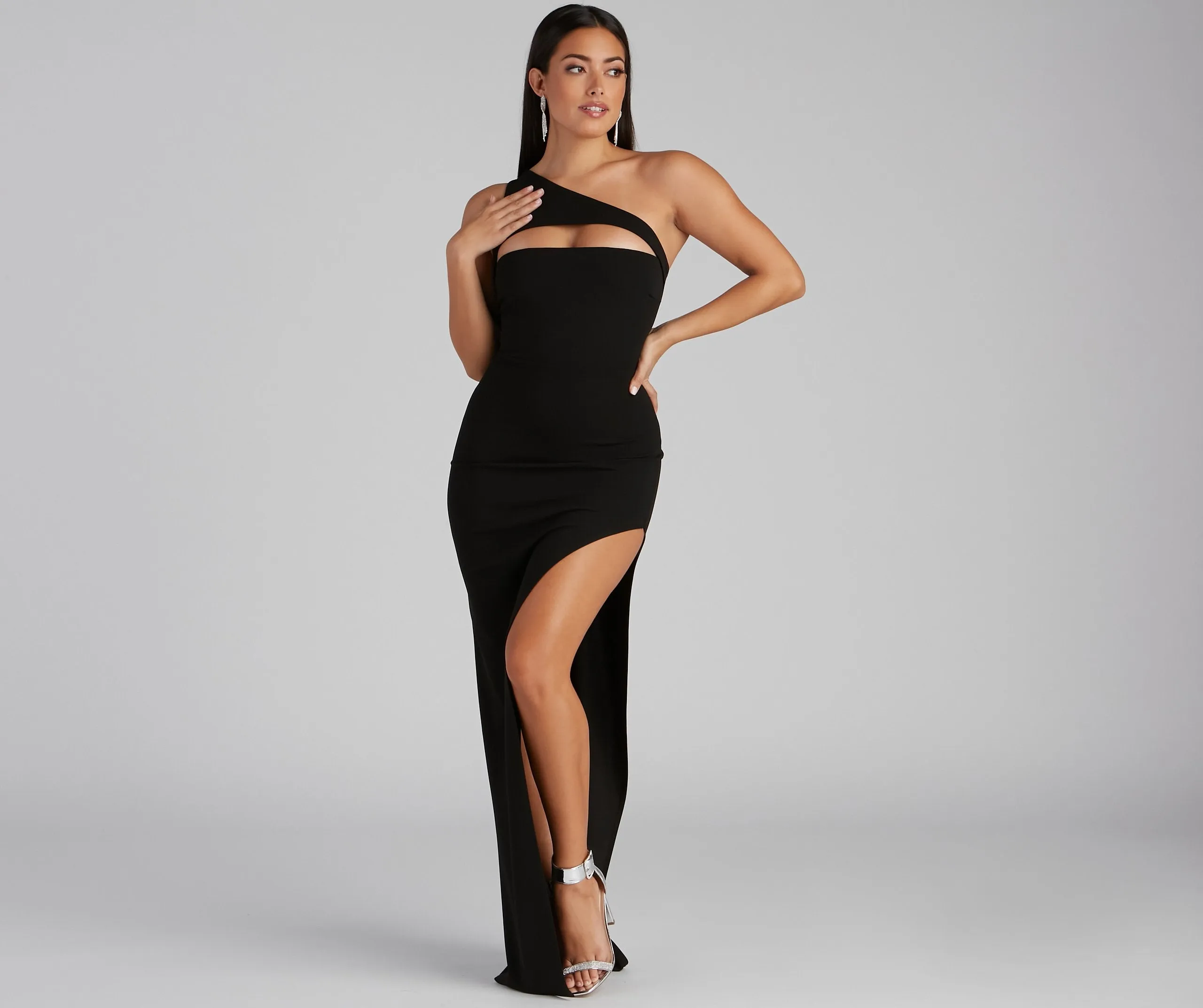 Mayven One Shoulder Cutout Slit Formal Dress