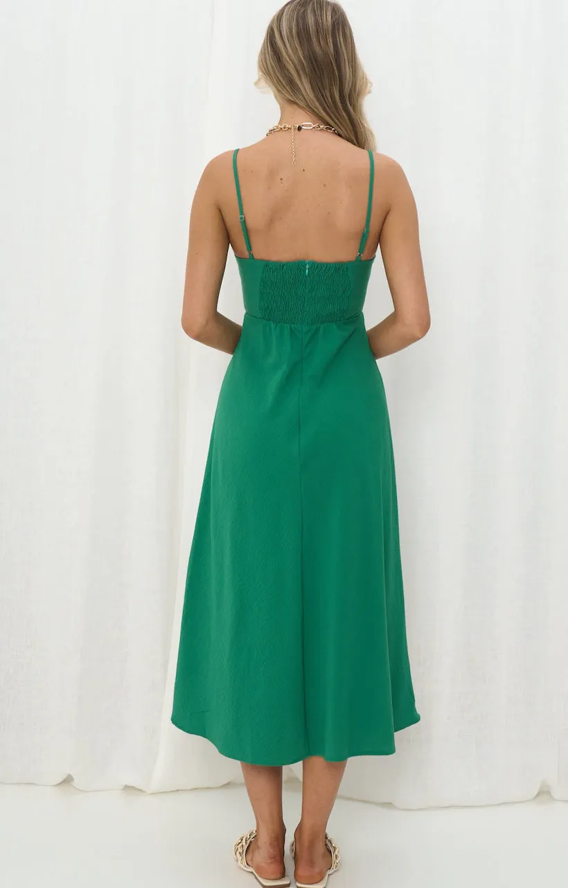 Mel Cut Out Midi Dress - Forest Green