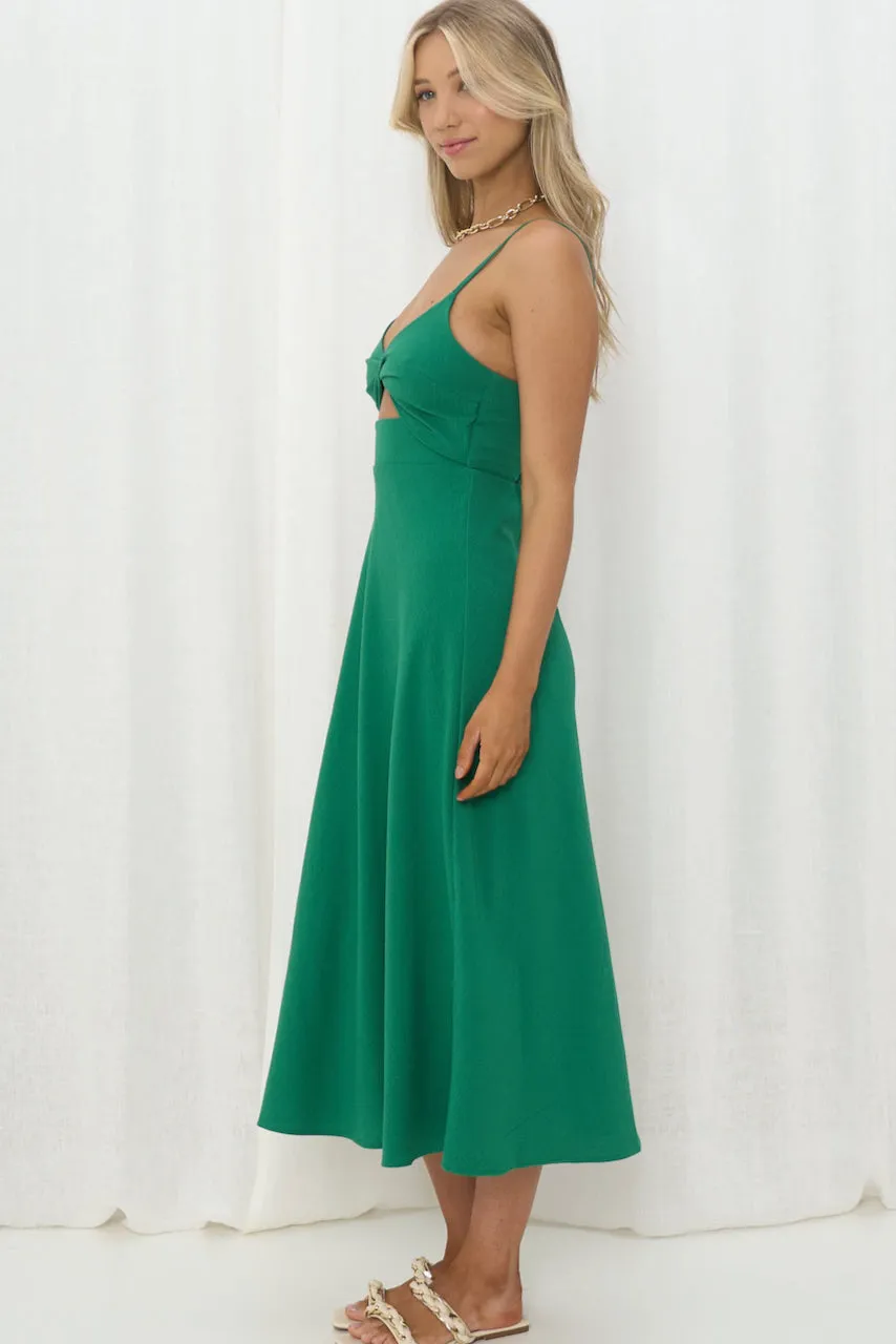 Mel Cut Out Midi Dress - Forest Green
