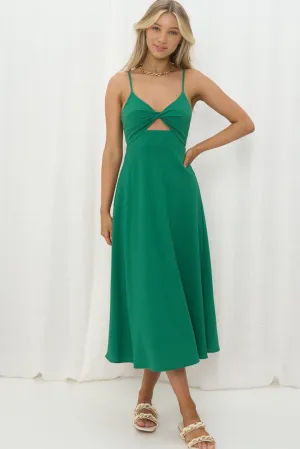 Mel Cut Out Midi Dress - Forest Green