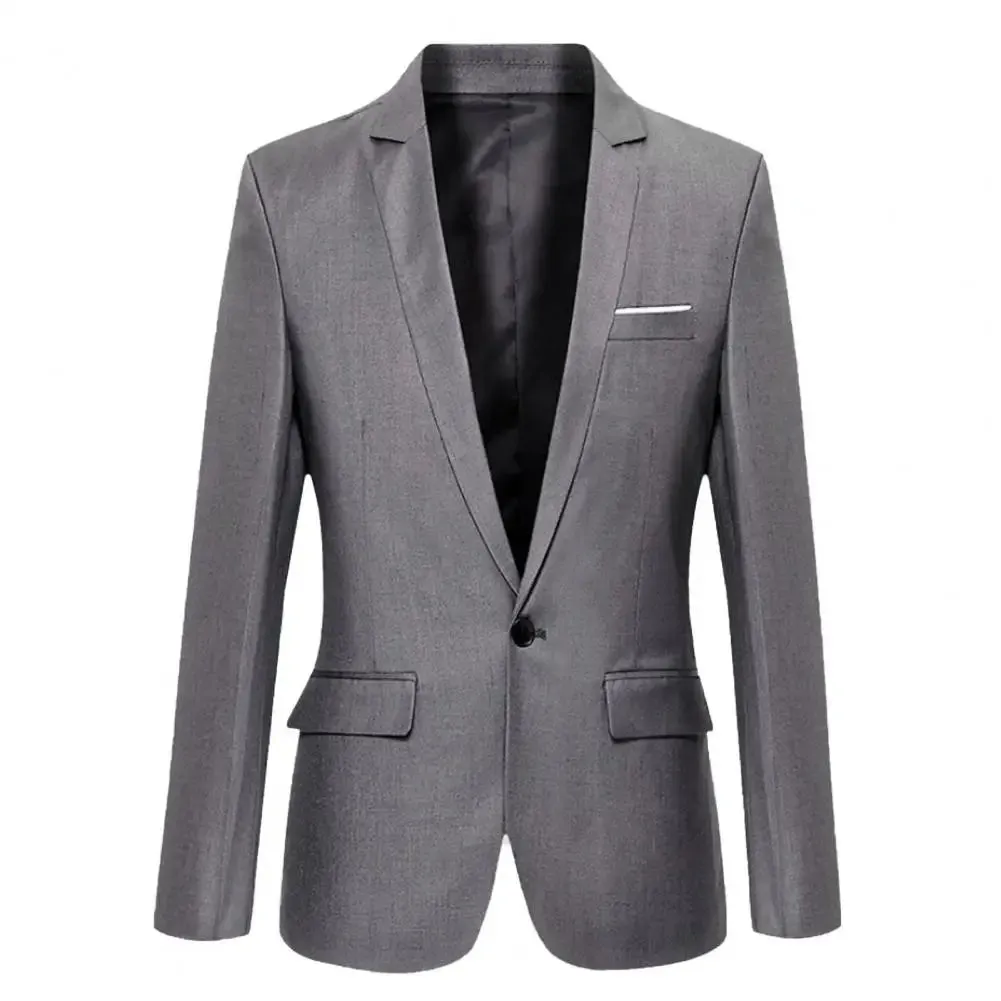 Men Blazer Lapel Suit Jacket Men Formal Evening Dress Jacket Male Blazer Coats Men Blazer Solid Single Button Lapel Suit Jacket