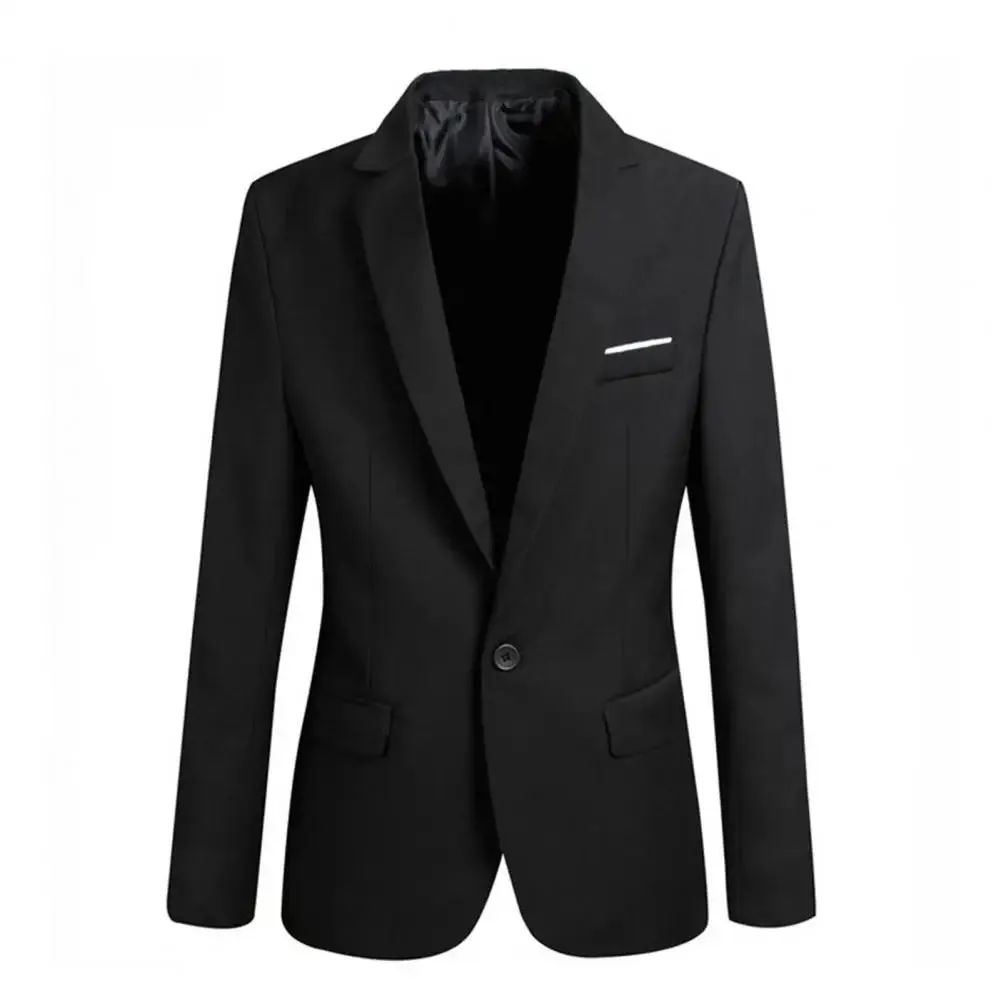 Men Blazer Lapel Suit Jacket Men Formal Evening Dress Jacket Male Blazer Coats Men Blazer Solid Single Button Lapel Suit Jacket