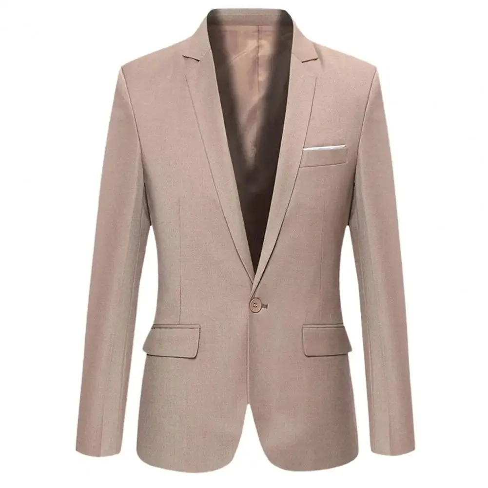 Men Blazer Lapel Suit Jacket Men Formal Evening Dress Jacket Male Blazer Coats Men Blazer Solid Single Button Lapel Suit Jacket