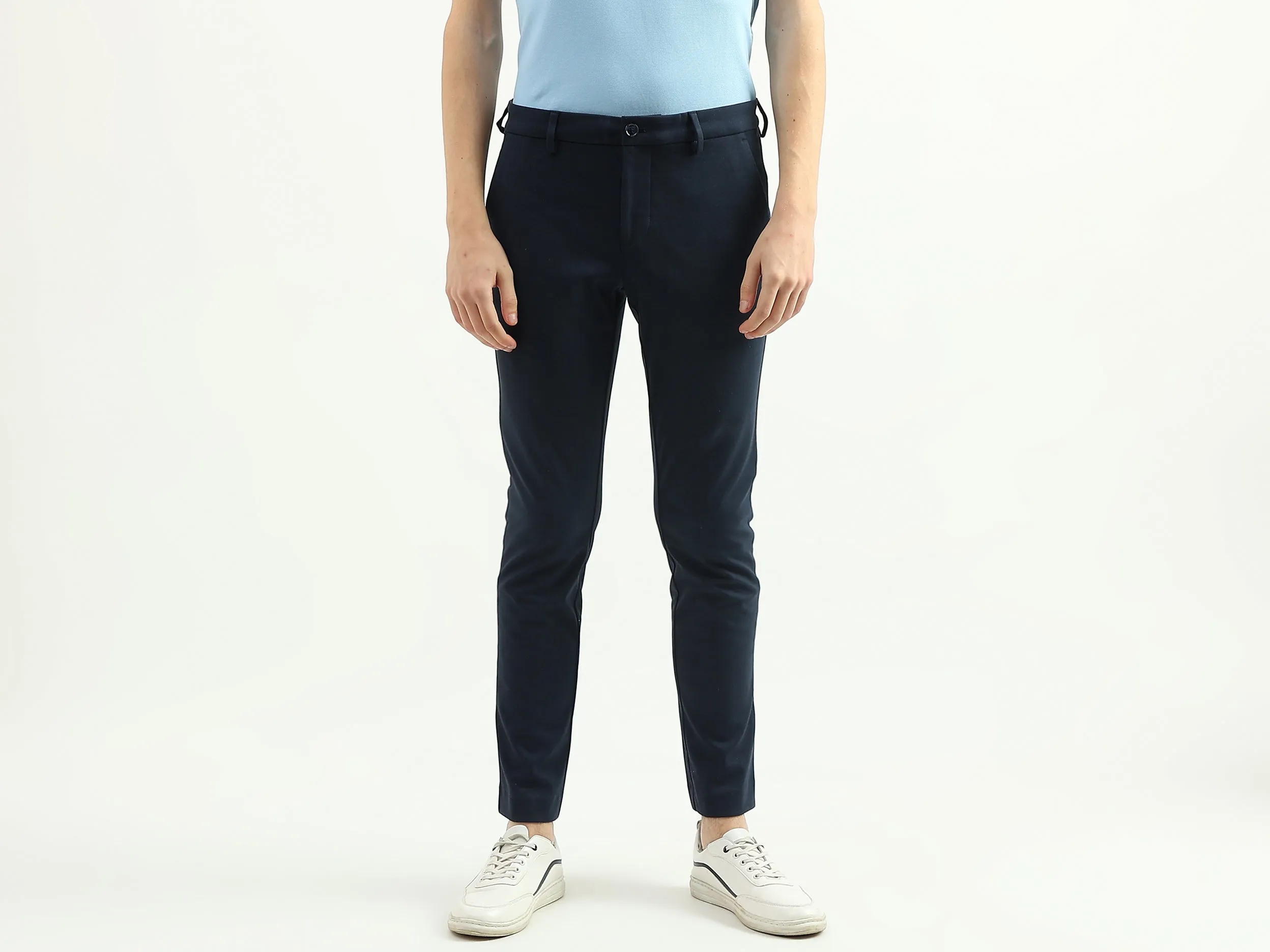 Men Textured Slim Fit Trousers