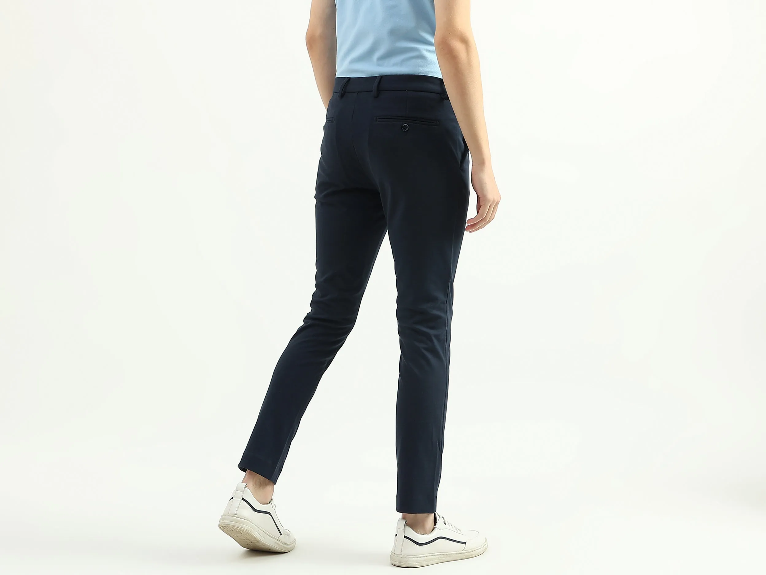 Men Textured Slim Fit Trousers