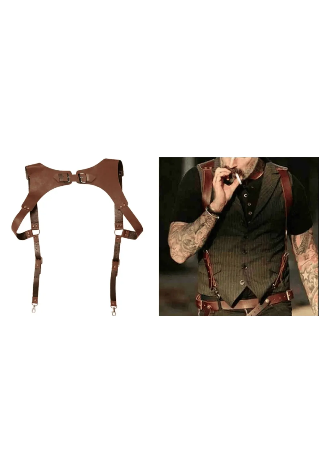 Men's Brown Shoulder Harness with Suspenders