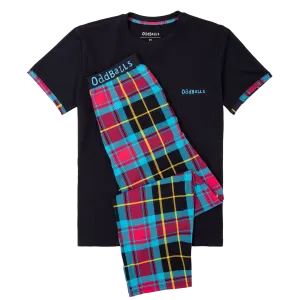 Mens Long Pyjamas - Tartan - Trousers & T-Shirt