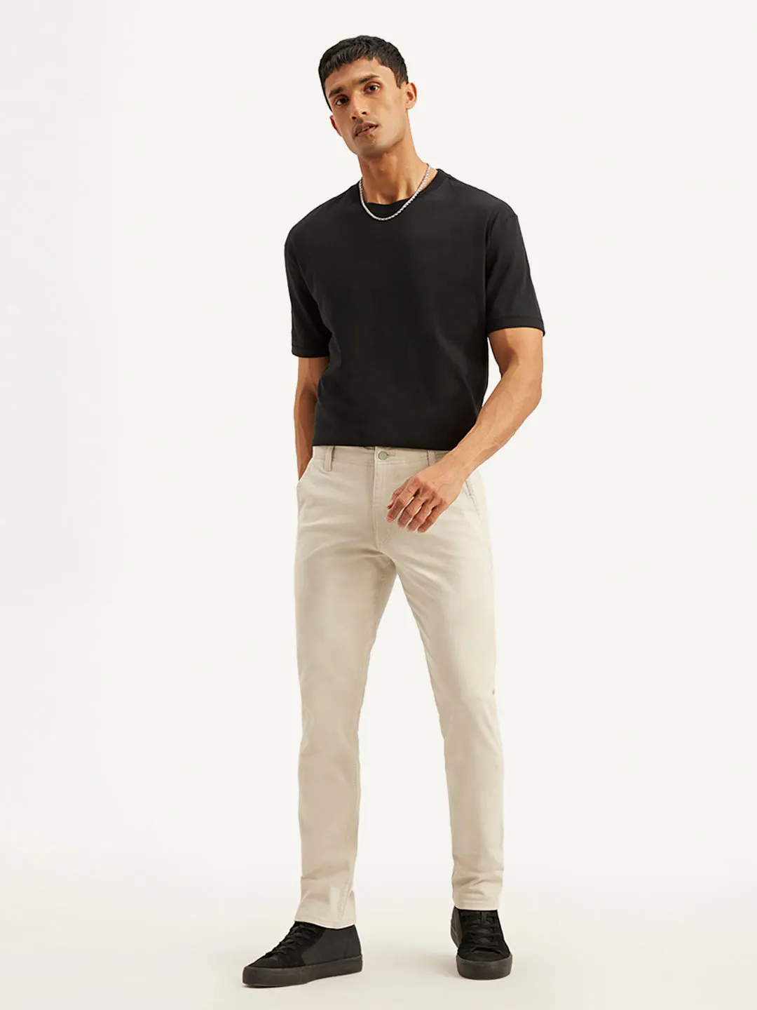 Men's Off White Slim Fit Chinos