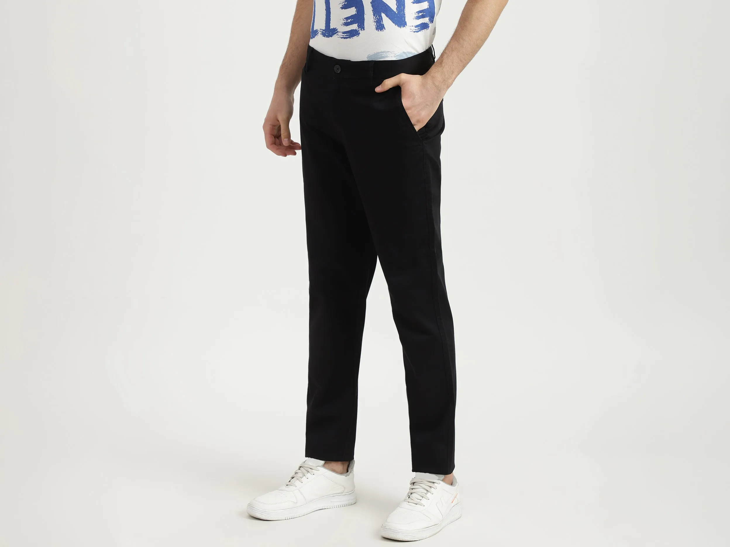 Mens Slim Fit Solid Trousers