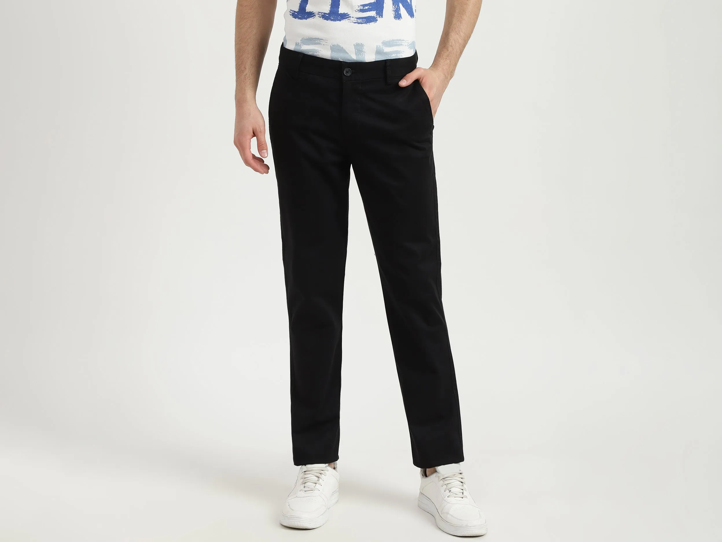 Mens Slim Fit Solid Trousers