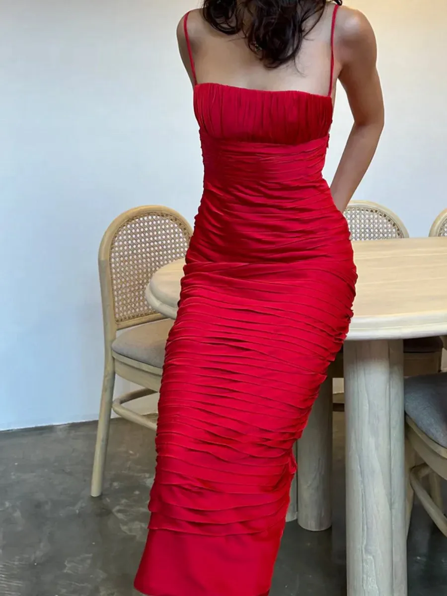 Mermaid Spaghetti Straps Floor Length Sleeveless Prom Dresses