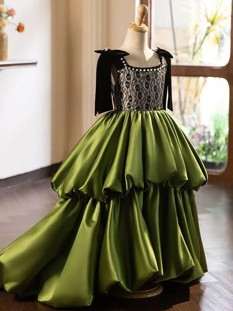 mid-sleeve Flower dress for girls  Birthday party sequins for girl princess dress