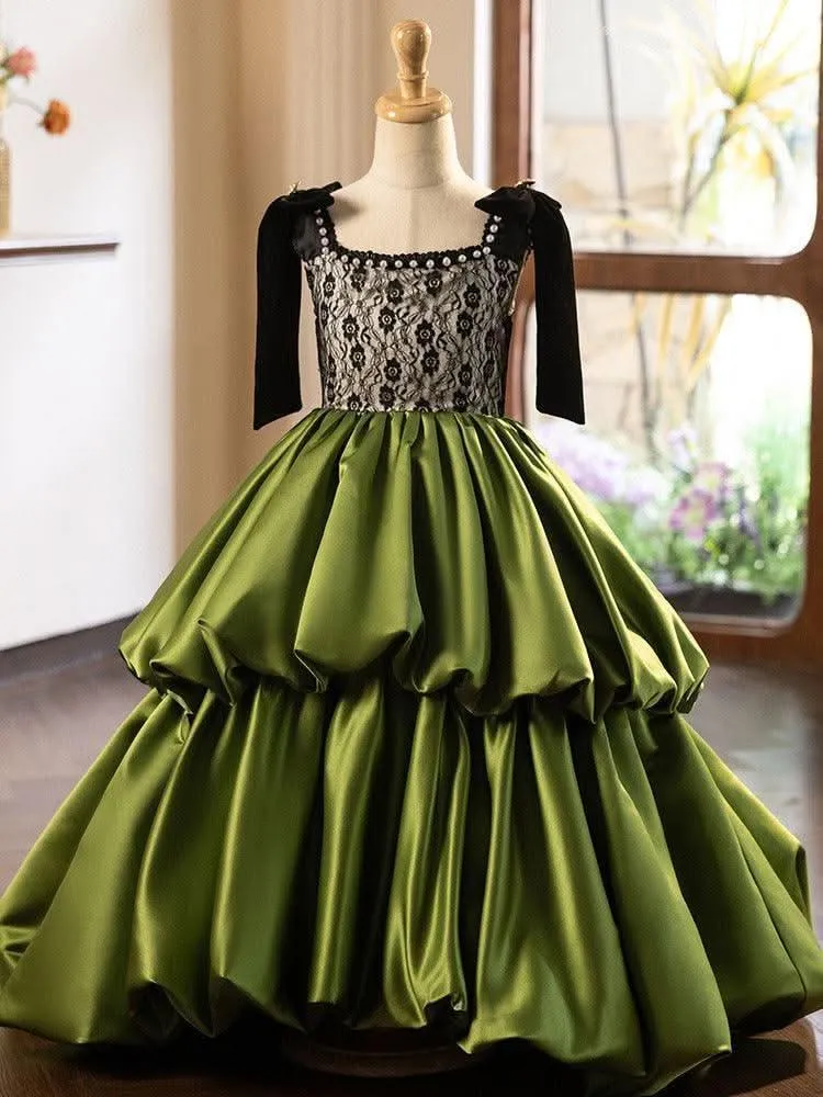mid-sleeve Flower dress for girls  Birthday party sequins for girl princess dress