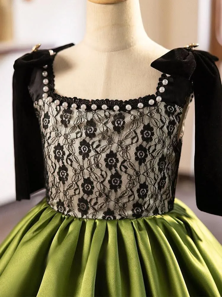 mid-sleeve Flower dress for girls  Birthday party sequins for girl princess dress