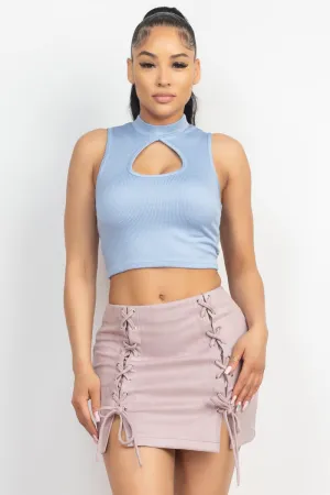 Mock Keyhole-front Crop Top