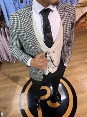 Monaco - Dark Grey/Black 3 Piece Suit