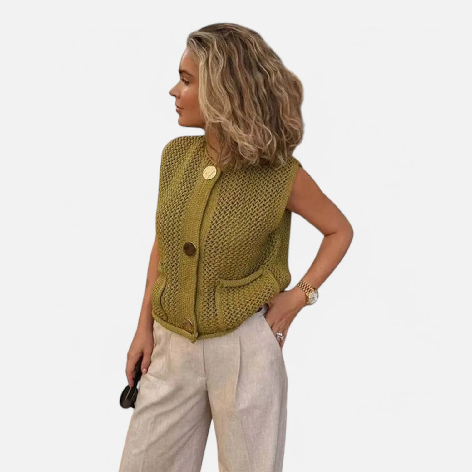 Monacogents | Chunky Knit Sleeveless Cardigan