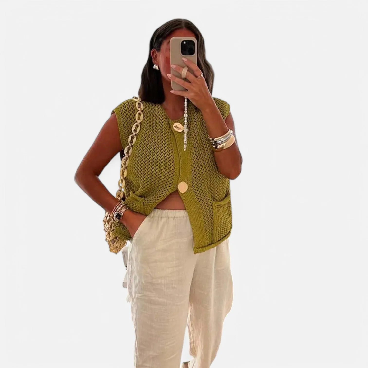 Monacogents | Chunky Knit Sleeveless Cardigan