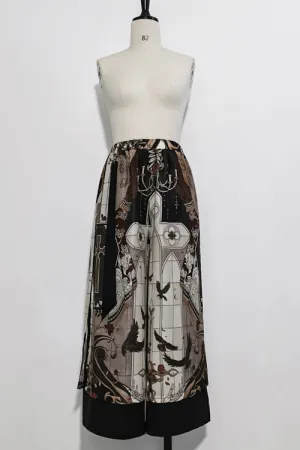 Multi-Color Night Command Print Wide Leg Ouji Lolita Trousers