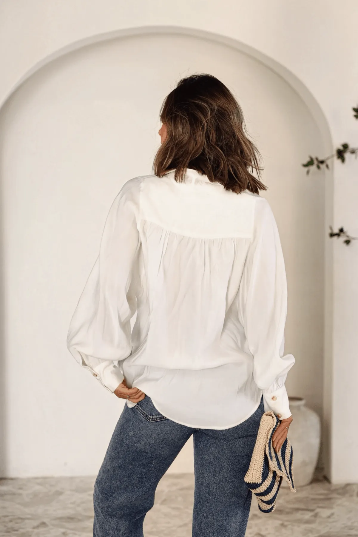 Muse By Magnolia Ivory Button Down Shirt - FINAL SALE