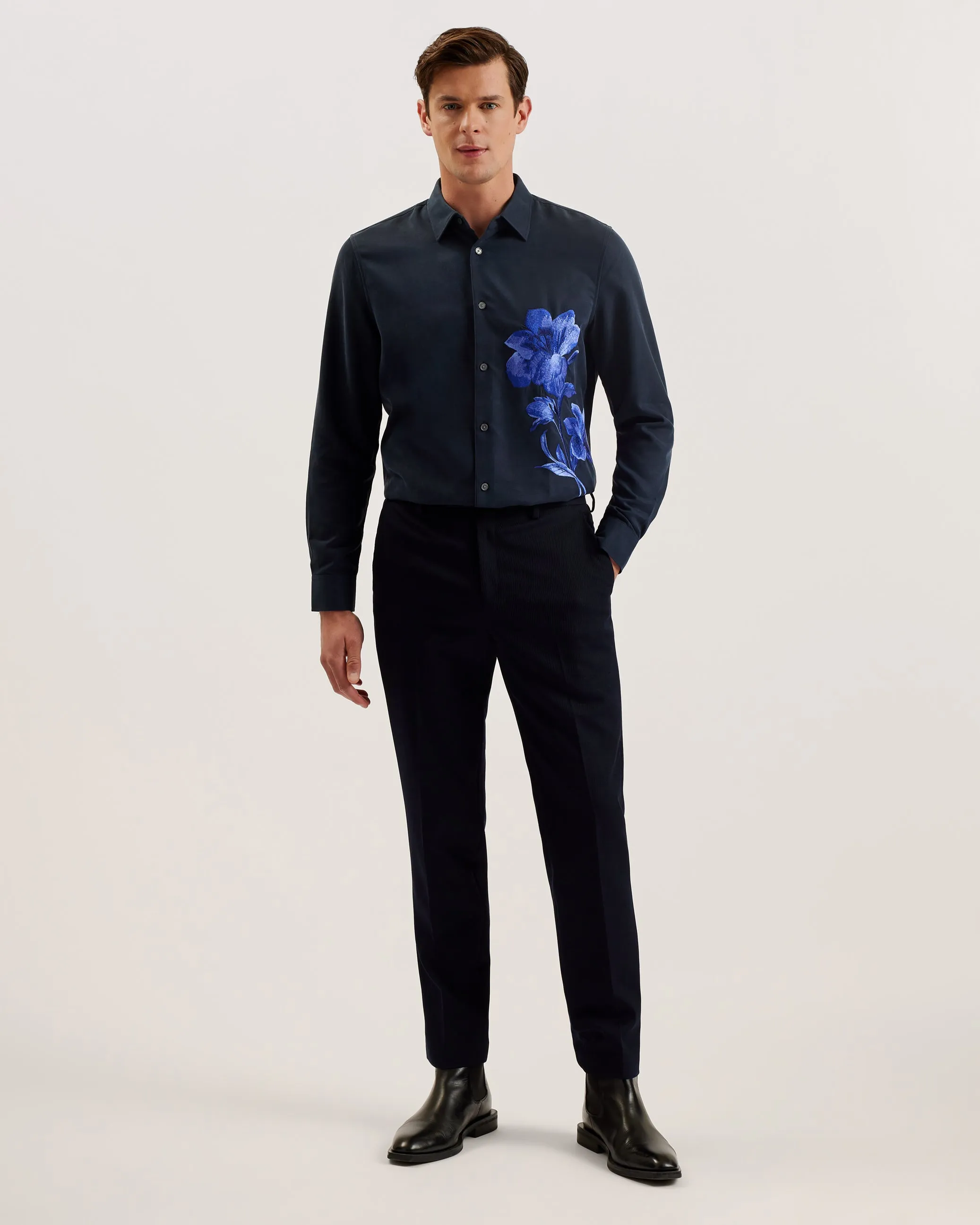 Nalfant Twill Smart Slim Tailored Trouser Navy