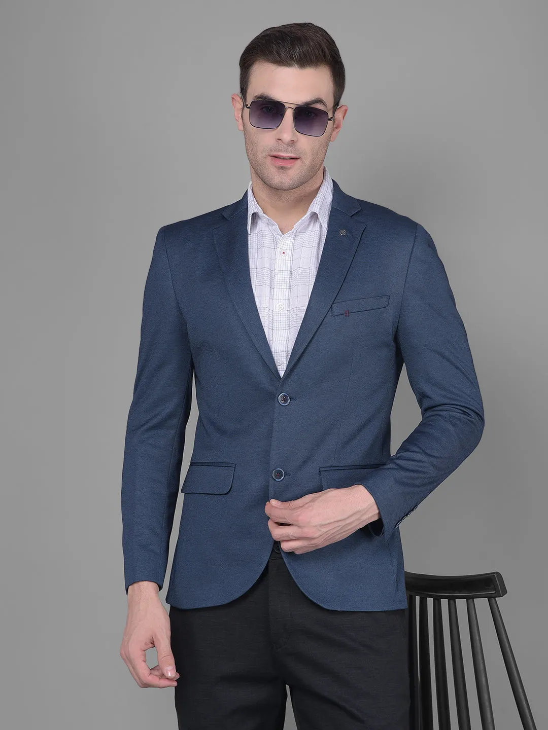 Navy Blue Single Breasted Blazer