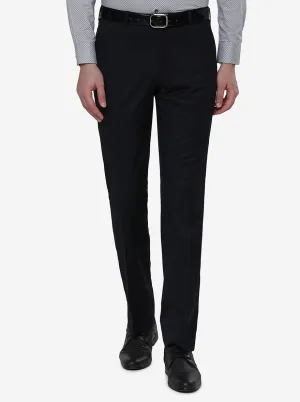 Navy Blue Solid Classic Fit Formal Trouser | JadeBlue