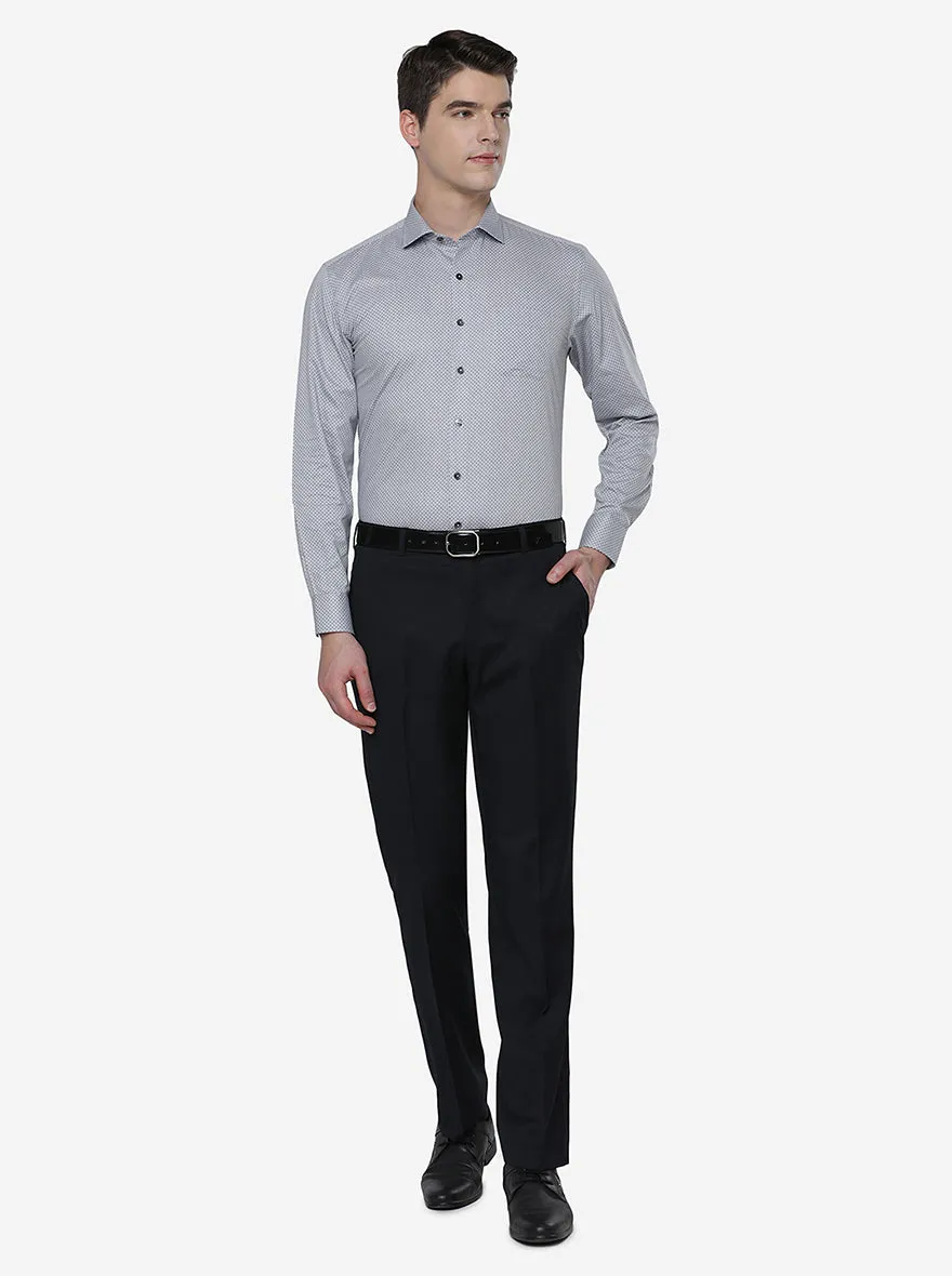Navy Blue Solid Classic Fit Formal Trouser | JadeBlue