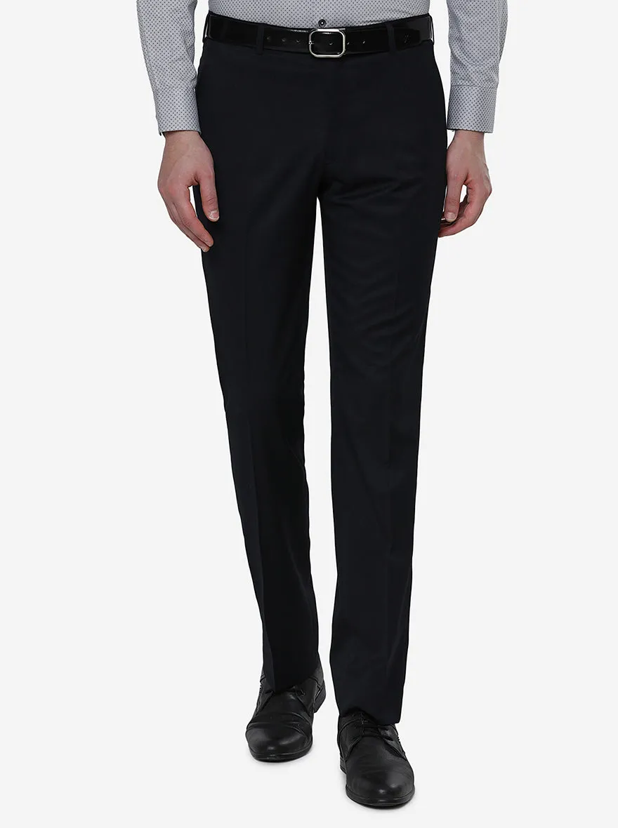 Navy Blue Solid Classic Fit Formal Trouser | JadeBlue