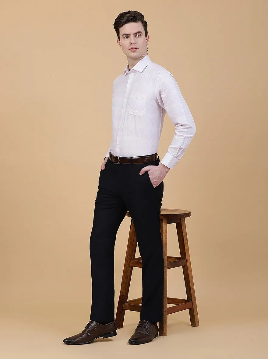Navy Blue Solid Slim Fit Formal Trouser | Greenfibre