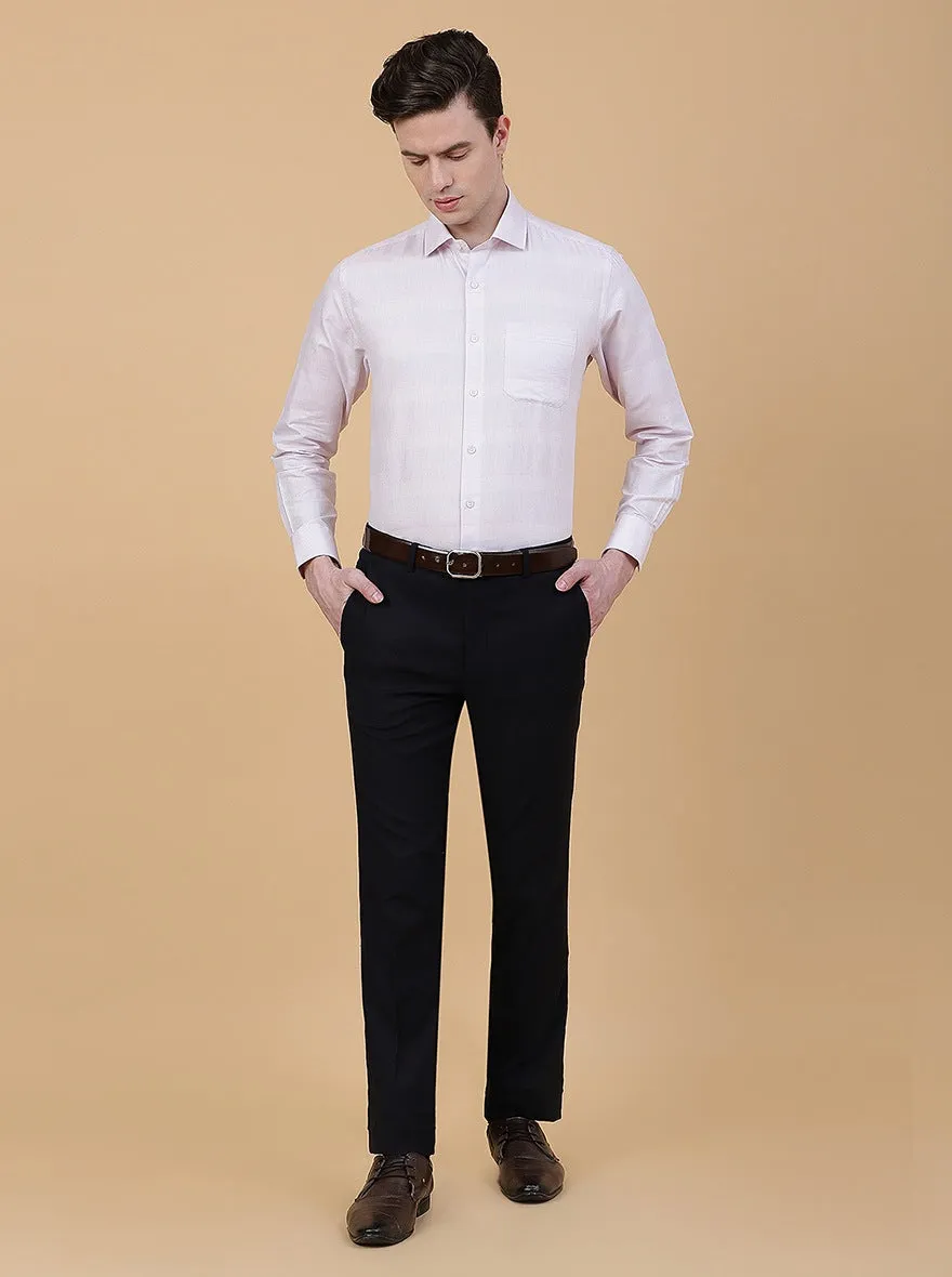 Navy Blue Solid Slim Fit Formal Trouser | Greenfibre