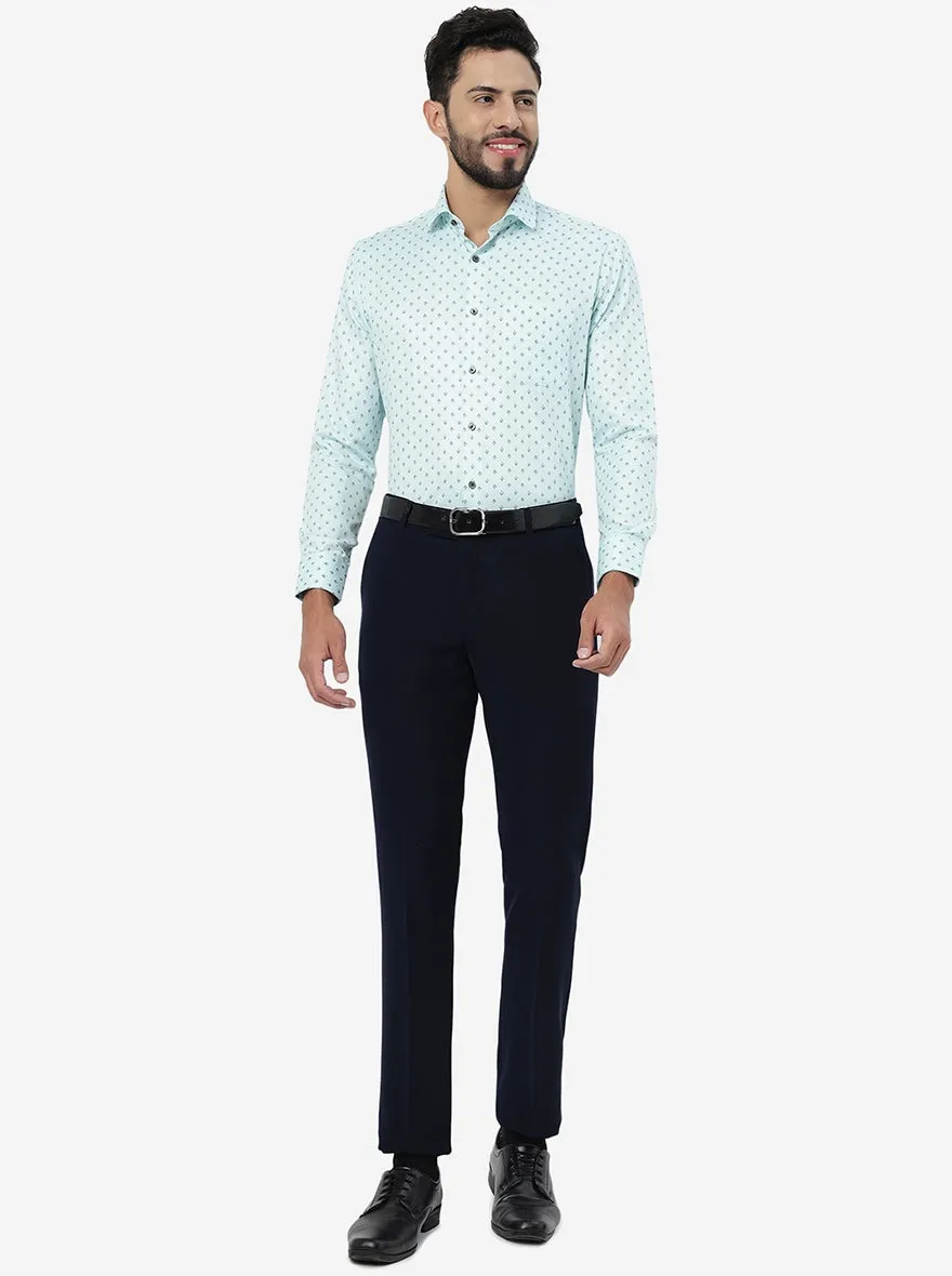 Navy Blue Solid Slim Fit Formal Trouser | JB Studio