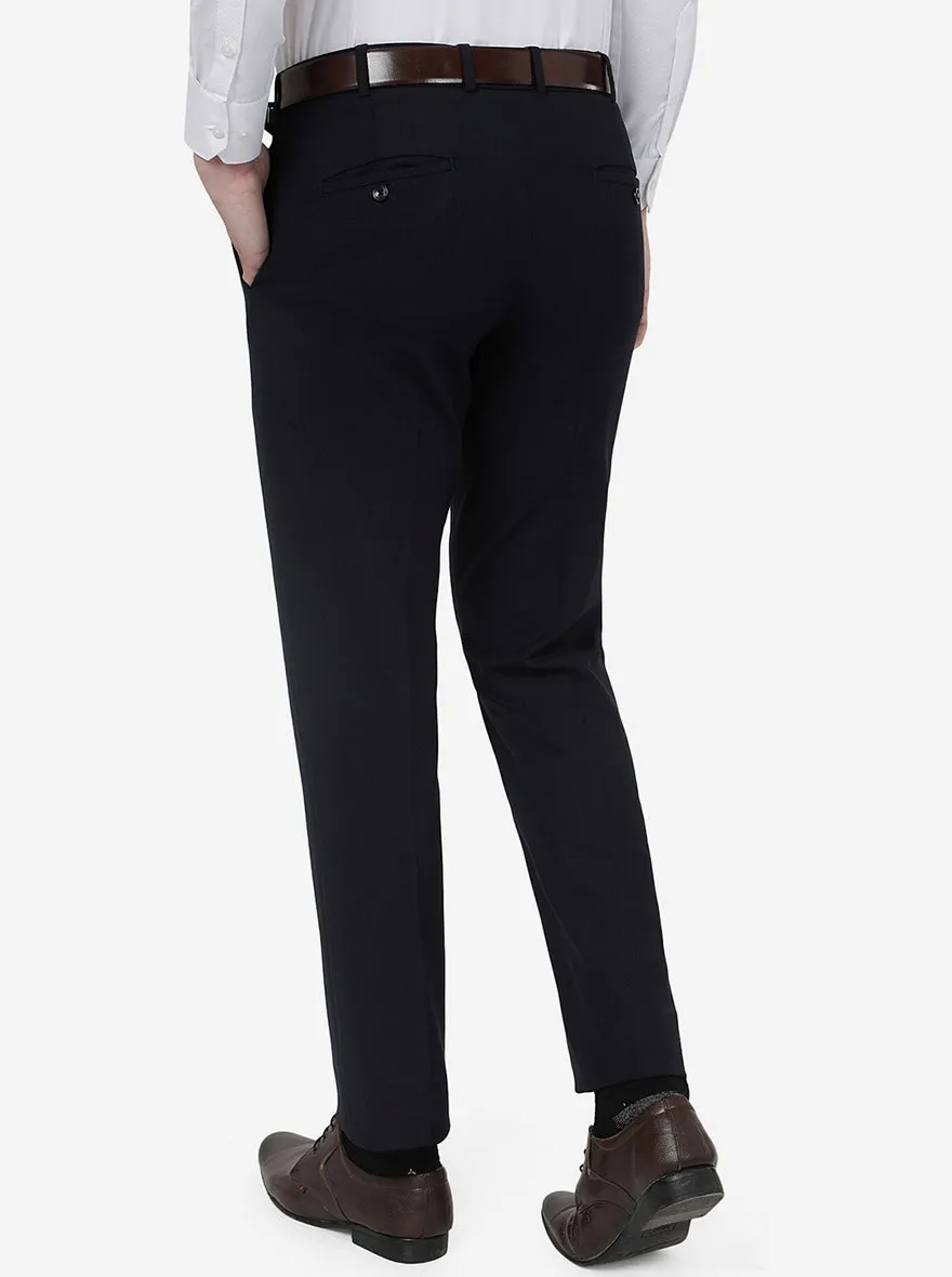 Navy Blue Solid Slim Fit Formal Trouser | JB Studio