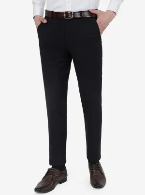 Navy Blue Solid Slim Fit Formal Trouser | JB Studio