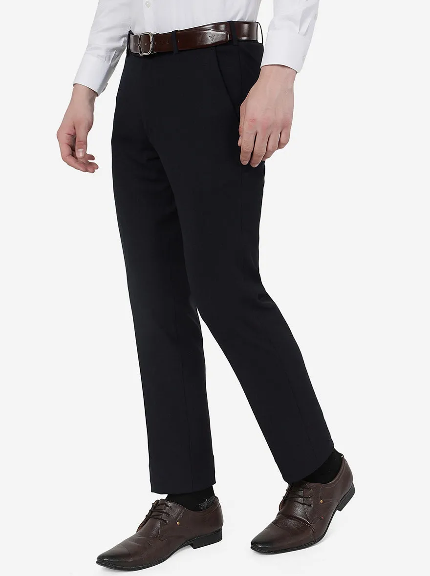 Navy Blue Solid Slim Fit Formal Trouser | JB Studio
