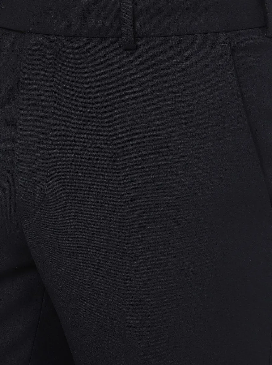 Navy Blue Solid Slim Fit Formal Trouser | JB Studio