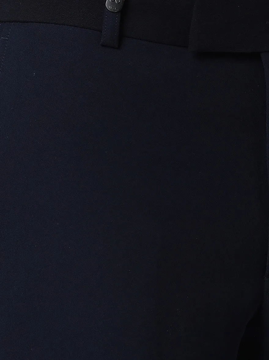 Navy Blue Solid Slim Fit Formal Trouser | JB Studio