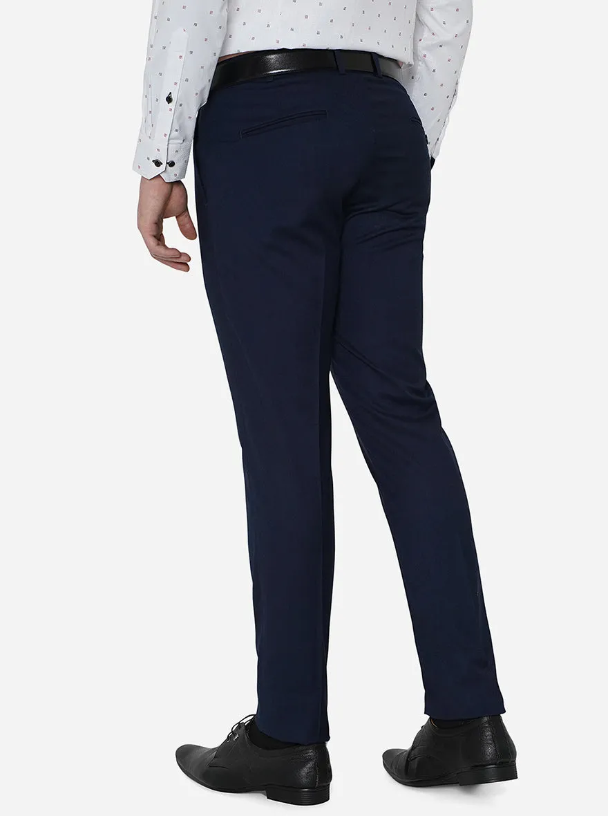 Navy Blue Solid Super Slim Fit Formal Trouser | JadeBlue