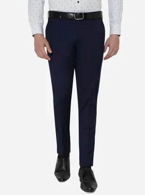 Navy Blue Solid Super Slim Fit Formal Trouser | JadeBlue