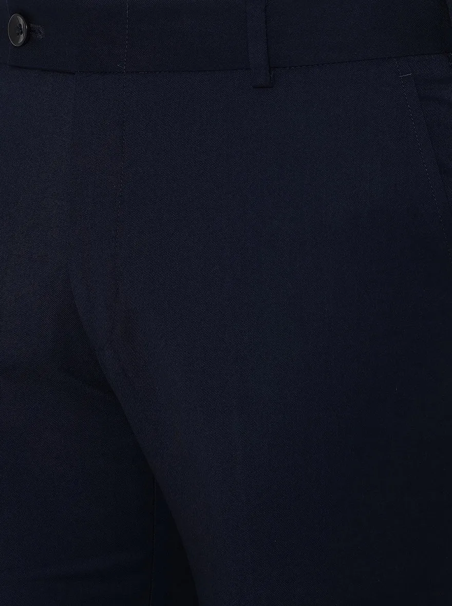 Navy Blue Solid Super Slim Fit Formal Trouser | JadeBlue