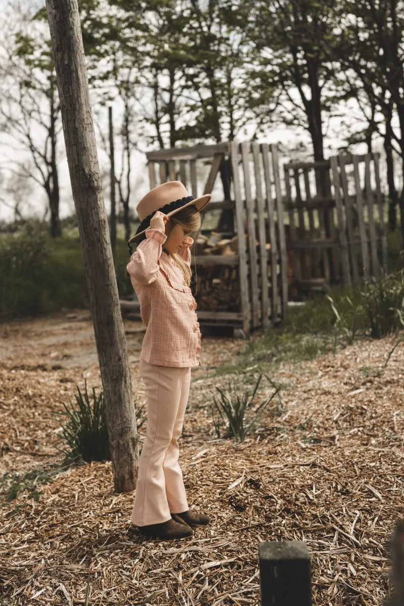 NAVY NATURAL VELVET FLARES SAND