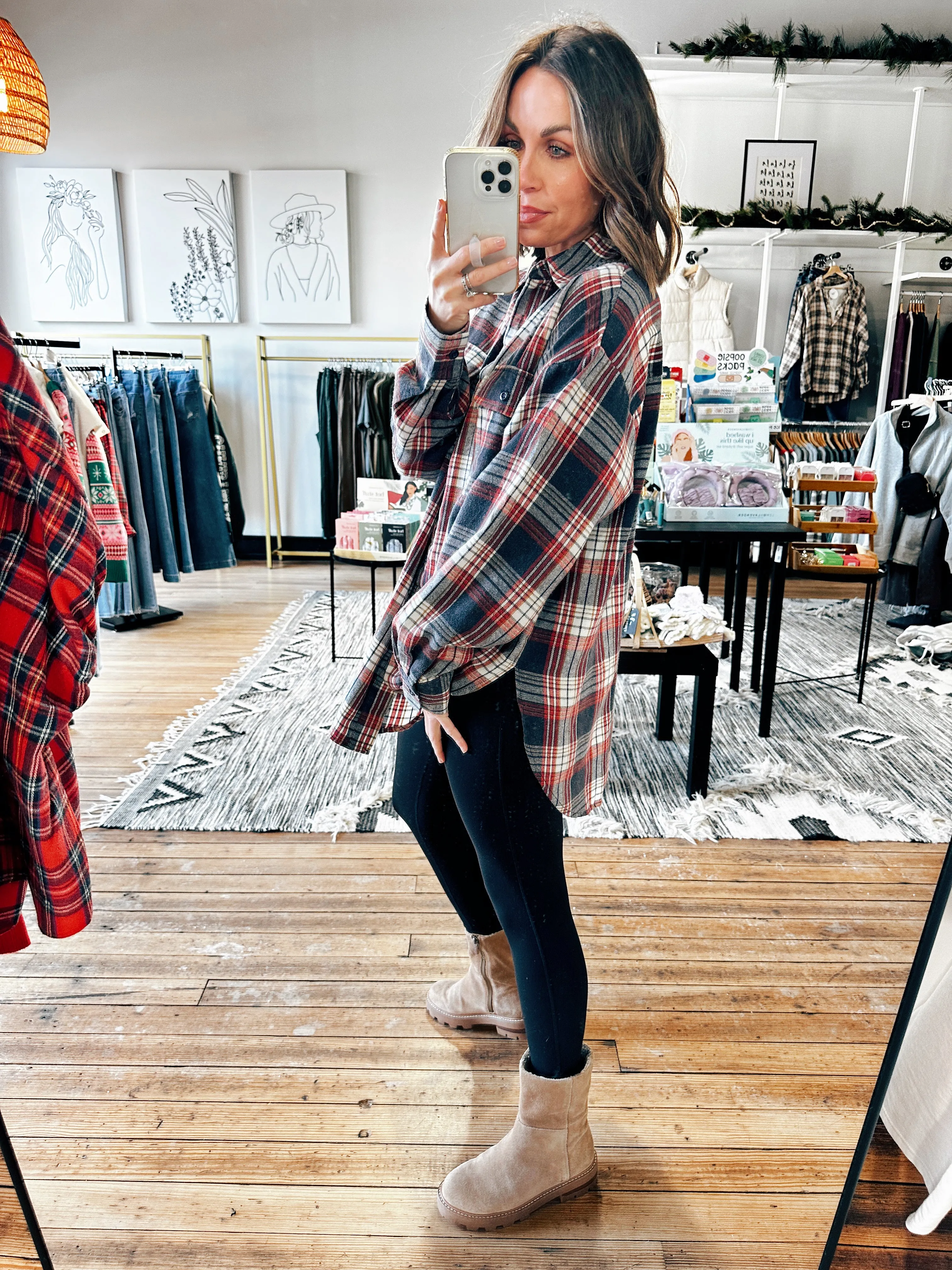 Navy Plaid Button Down