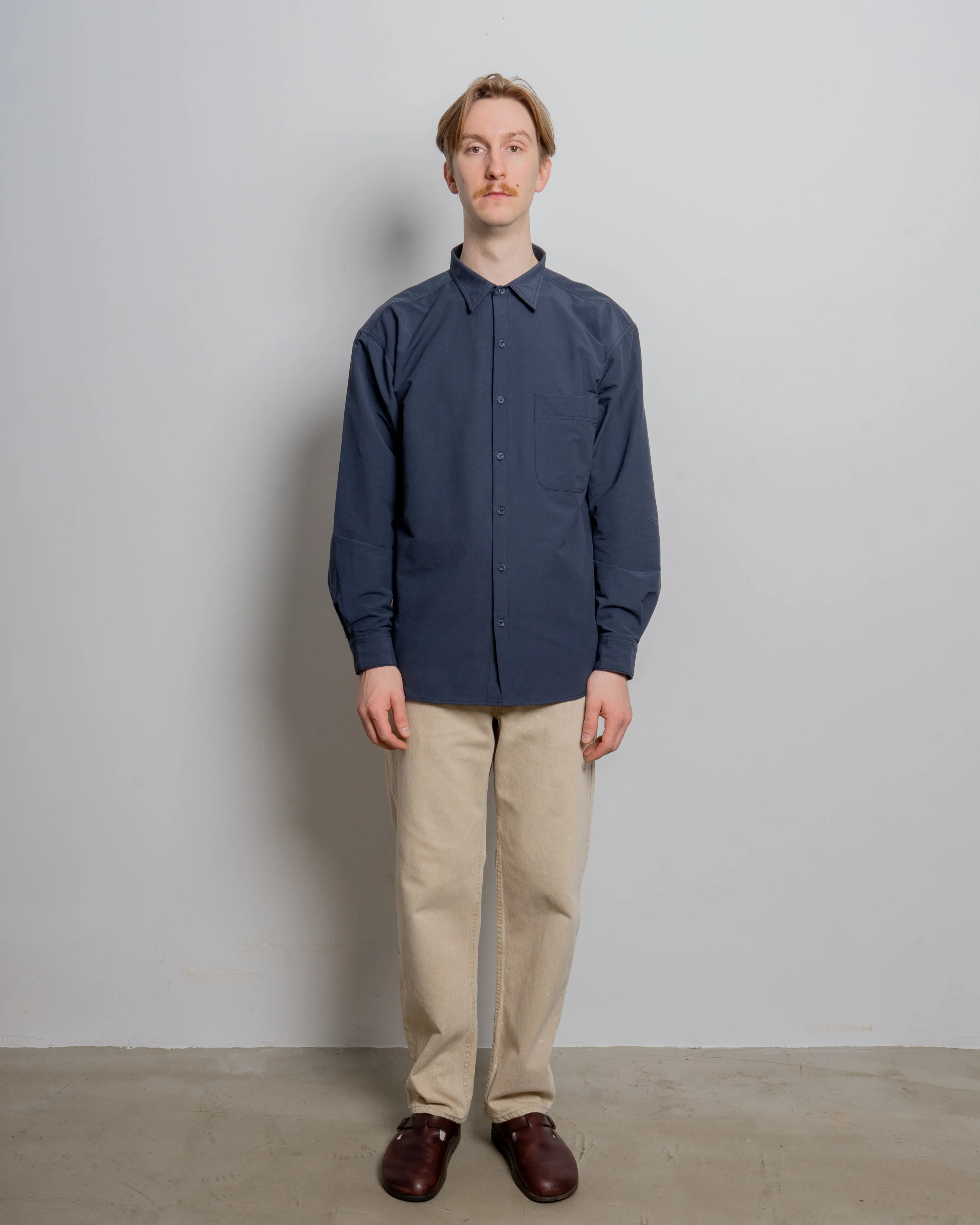 Navy Poplin Button Down Shirt