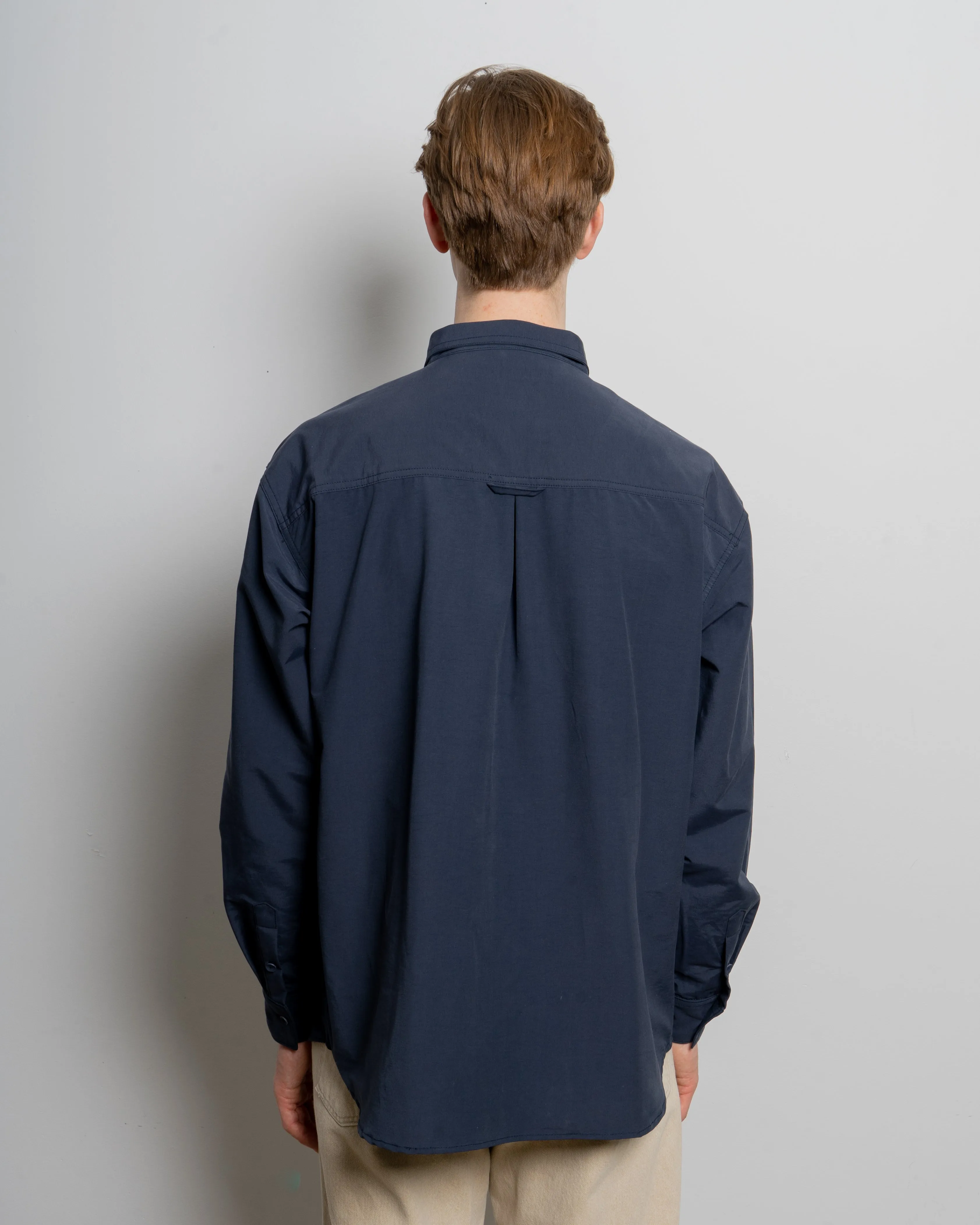 Navy Poplin Button Down Shirt