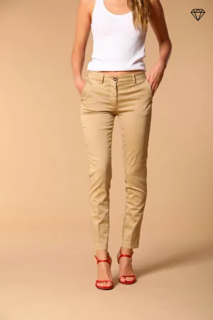 New York Slim women's chino trousers in stretch satin slim fit ①