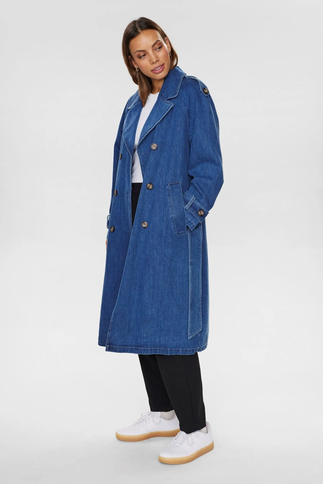NUDEMINA COAT - Medium Blue Denim