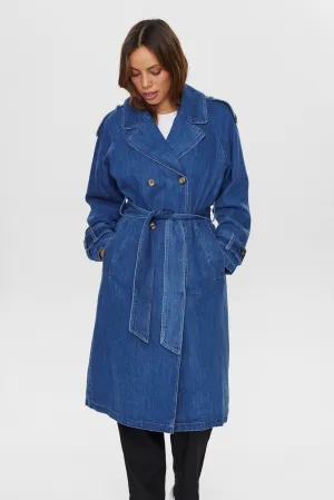 NUDEMINA COAT - Medium Blue Denim