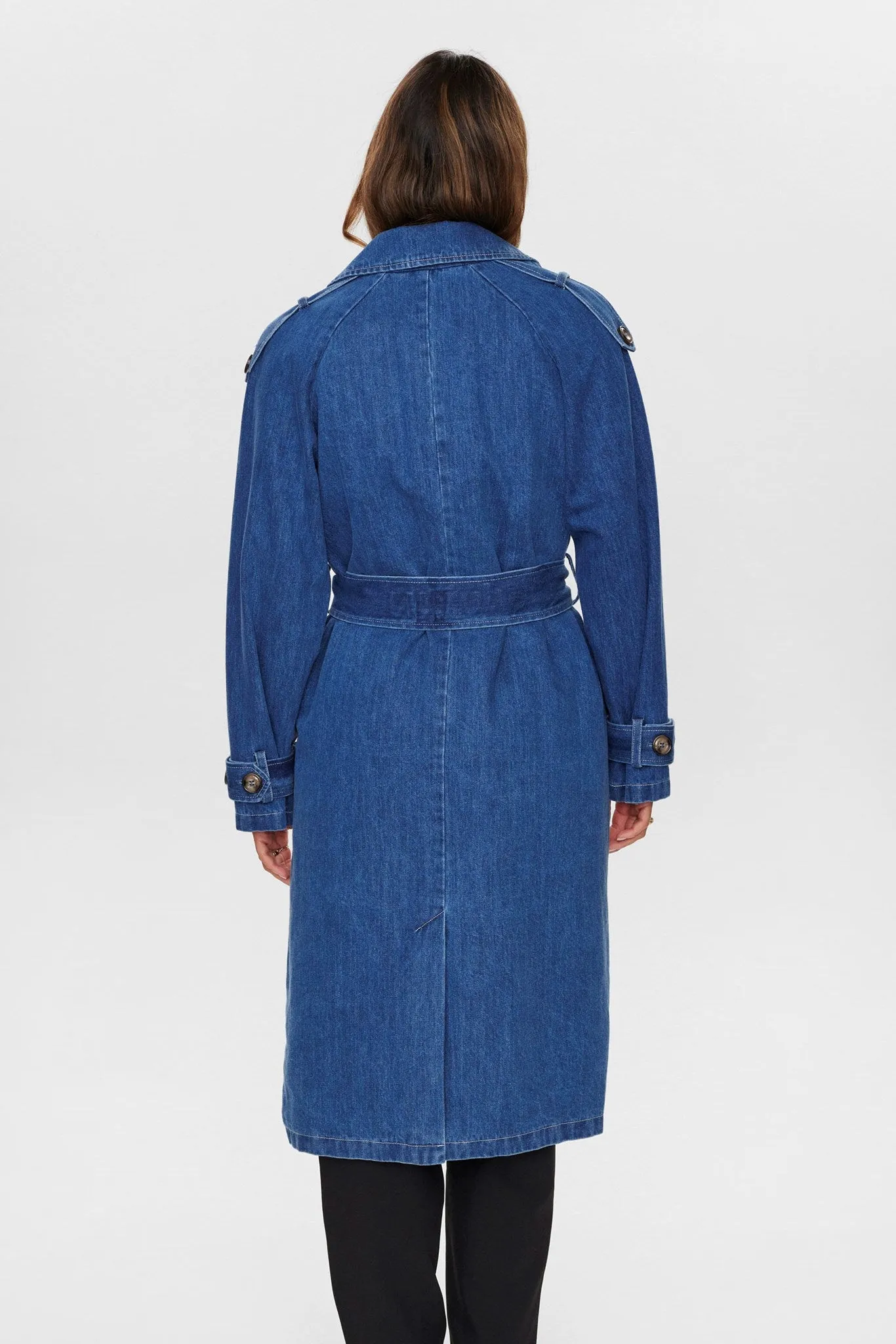 NUDEMINA COAT - Medium Blue Denim